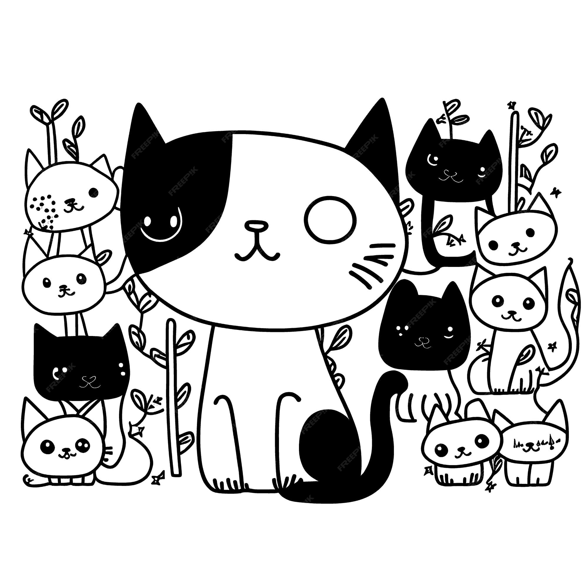 40 Imagens de Desenhos de Gatos Fofos para desenhar E Colorir