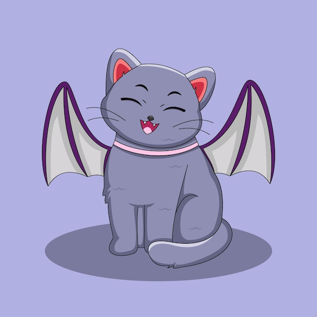 Gatos fofos usam ilustração de asas