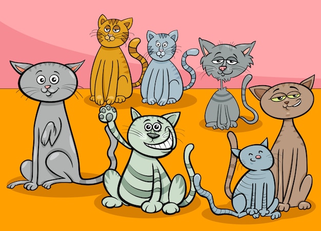 Vetor gatos grupo ilustração dos desenhos animados