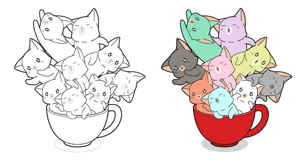 Gato na caneca para colorir - Imprimir Desenhos