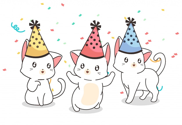 Gatos kawaii na festa