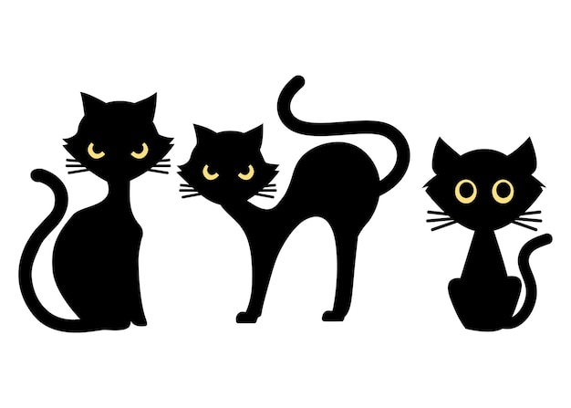 Gatos pretos definem ilustração simples e misteriosa de desenho