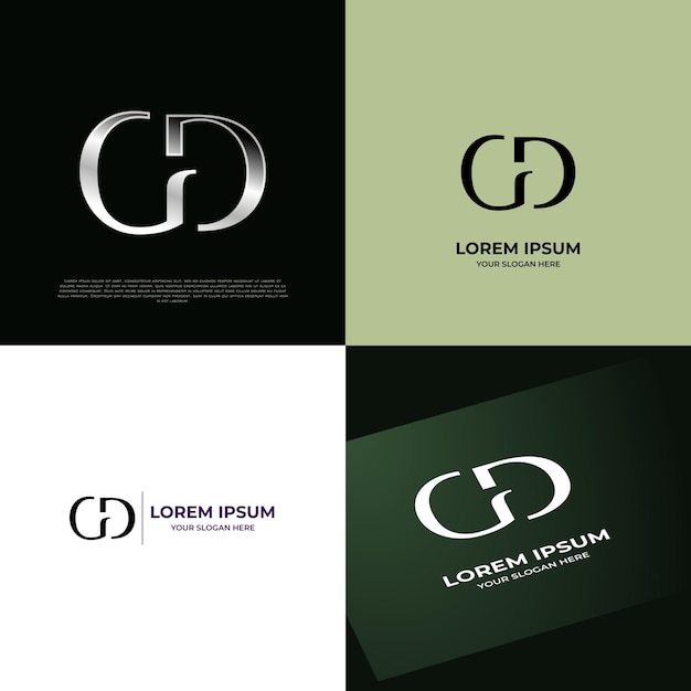 Vetor gd initial modern typography emblem logo template para negócios