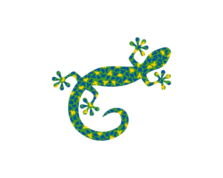 Vetor gecko com tons coloridos