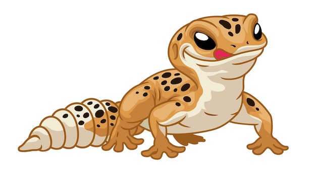 Gecko leopardo bonito dos desenhos animados