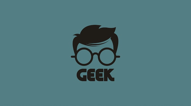 Vetor geek logo design concept vector geek logo template em estilo de design de cor lisa