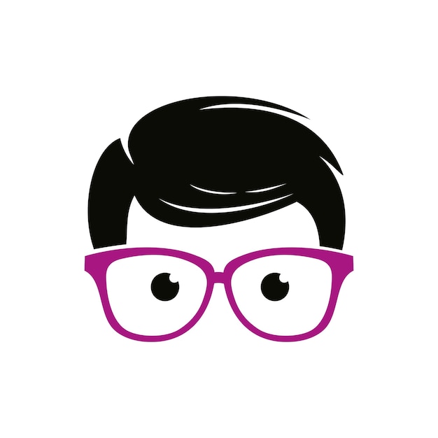 Geek Nerd Face Icon Vector Template (Template de ícone vetorial de cara de nerd)
