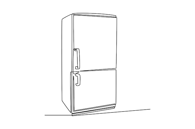 Geladeira de porta dupla com desenho único de uma linha para armazenar mantimentos conceito de sala de cozinha