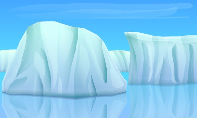 Vetor geleiras dos desenhos animados no oceano, ilustração vetorial