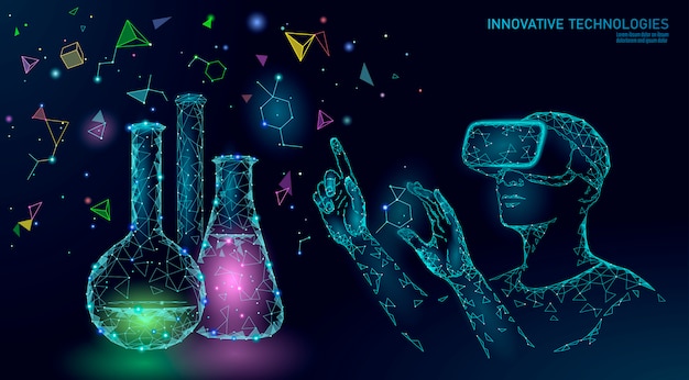 Gene da biologia da ciência que modifica o conceito. Óculos de realidade virtual de projeção holográfica de fone de ouvido VR.