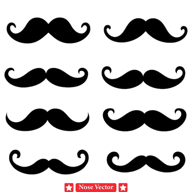 Vetor gentleman's essence moustache silhouette collection desenhos sofisticados para criações elegantes