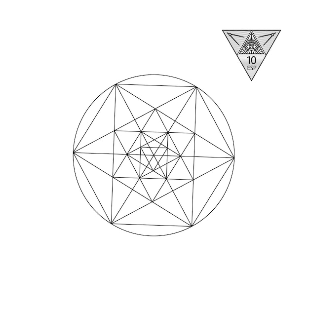 Geometria sagrada ilustração vetorial isolada no branco geometria sagrada linhas pretas em um fundo branco