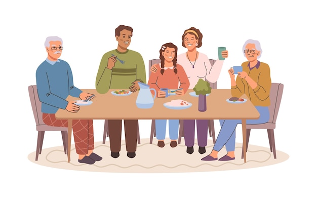 Gerações à mesa de jantar jantar de família