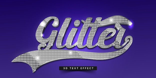 Vetor gerador de efeitos de texto de luxo com efeito de diamante 3d editável