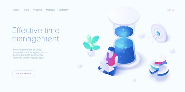 Gerenciamento de tempo eficaz em estilo isométrico