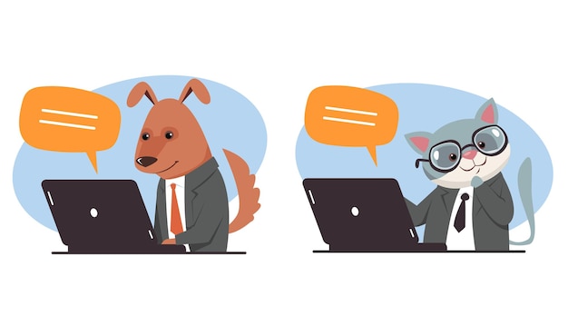 Gerente de escritório de negócios animal mesa de trabalho conceito de empregado design gráfico plano vetorial