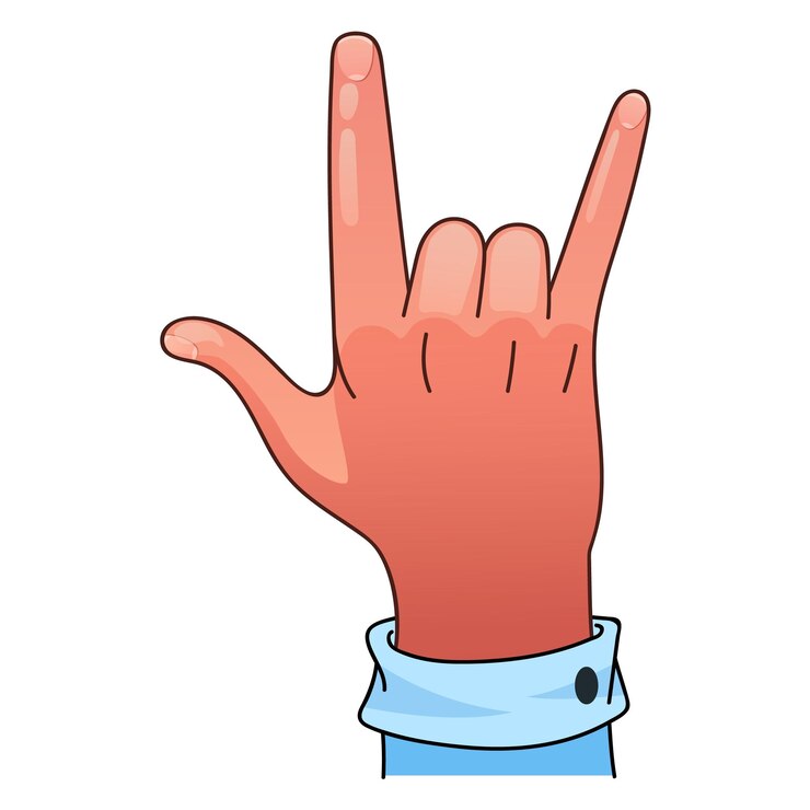 Vetor gesto de mão de rock na ilustração vetorial de estilo de desenho animado