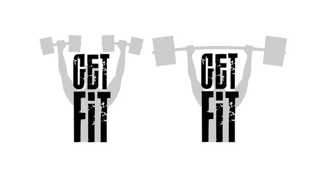 Get fit logo. logotipo com tema de esportes. ideal para banners, estampas, camisetas ou adesivos com temas esportivos.