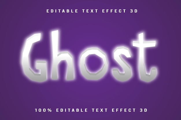 Vetor ghost editable text effect 3d emboss estilo de desenho animado