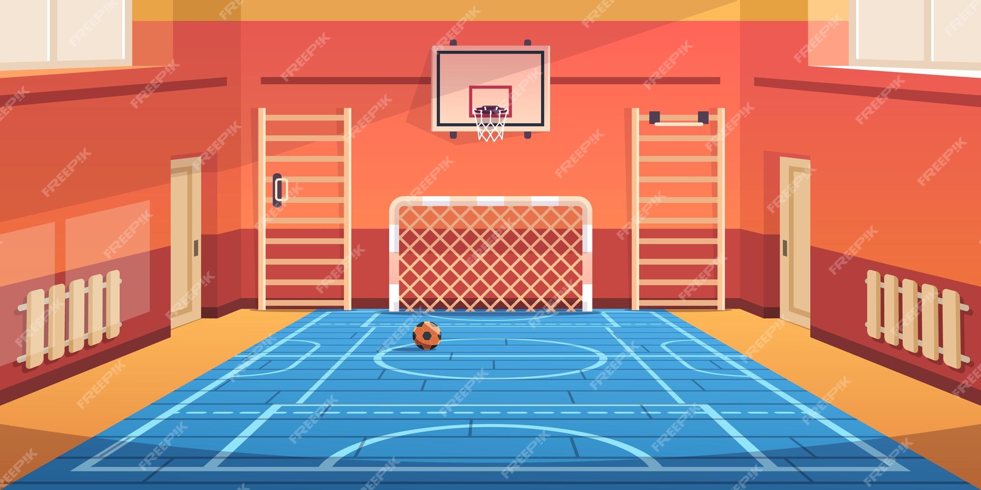 Ginásio da escola quadra de basquete do ginásio e arena de futebol