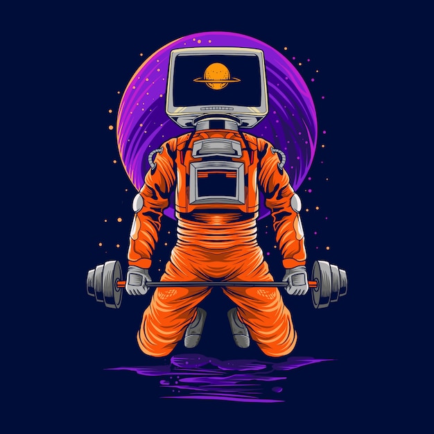 Ginásio de astronauta na ilustração do espaço