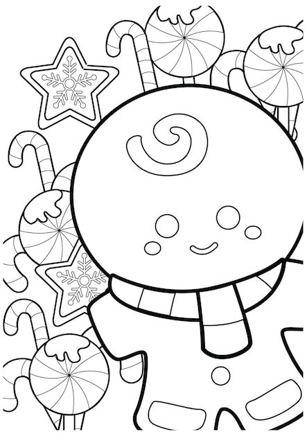 Vetor gingerbread christmas coloring pages a4 para crianças e adultos