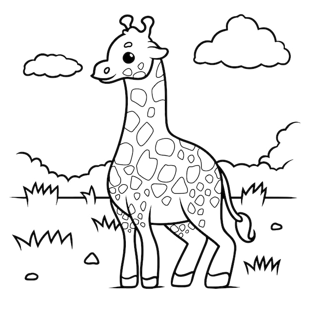 Girafa animada para colorir