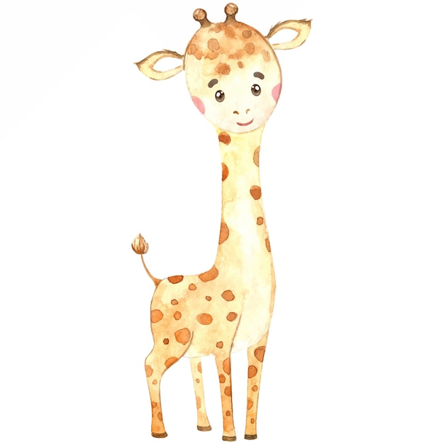 Girafa bebê aquarela