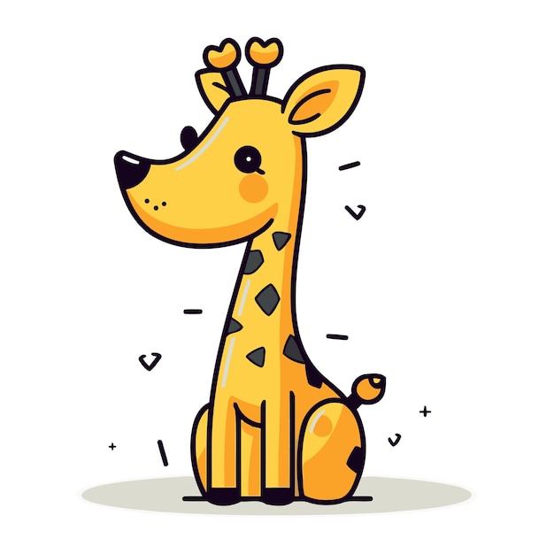 Vetor girafa de desenho animado bonita ilustração vetorial isolada em fundo branco