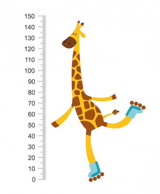Girafa engraçada alegre no riller com pescoço longo.