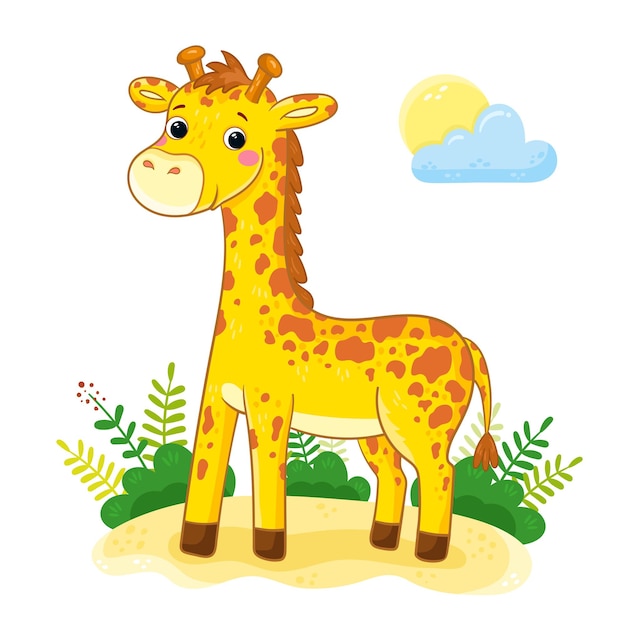 Girafa fofa em estilo cartoon