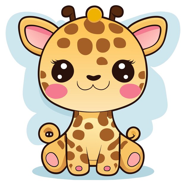 Vetor girafa fofa mão desenhada desenho animado adesivo ícone conceito ilustração isolada