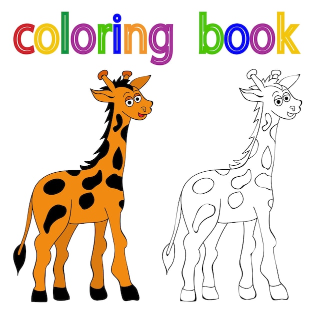 Girafa para colorir livro vetorial