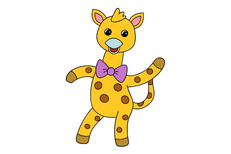 Vetor girafa vestindo gravata dançando em discoteca animal clipart ilustração vetorial
