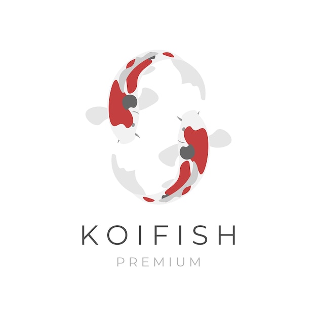 Girando o logotipo de ilustração vetorial de peixe koi gêmeo