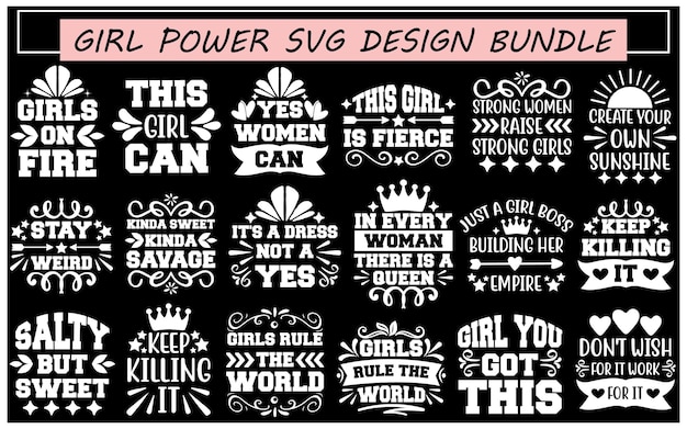 Girl Power Quotes Bundle Leader Vector Design Boss Babe (Desenho de Vector do Líder do Bundle)