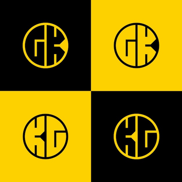 Vetor gk simples e kg letras círculo logotipo conjunto adequado para negócios com gk e kg iniciais