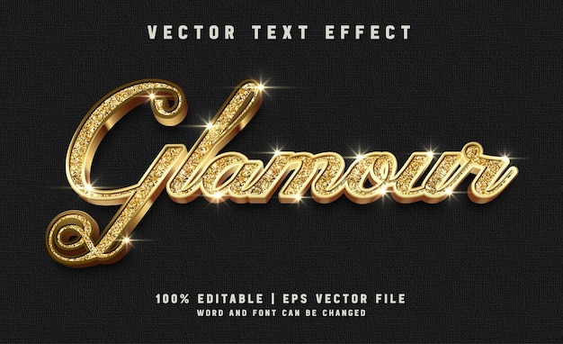 Vetor glamour com estilo de efeito de texto glitter