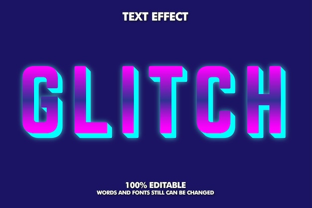 GliTch Modern bold 3d typography cartoon efeito de texto editável