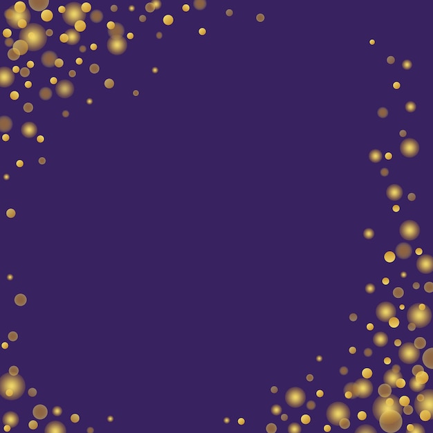 Glitter de confete dourado pontos cintilantes em roxo