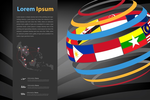 Vetor globo da aec (comunidade económica da asean)