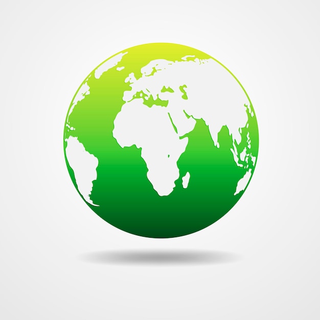 Globo da terra do vetor verde isolado no branco. Esquema simples verde claro do globo. Ícone de globo terrestre - ilustração vetorial. Ilustração de um design ecológico de terra verde.