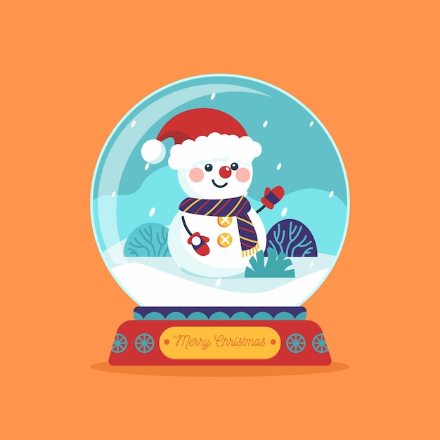 Globo de bola de neve de Natal em design plano