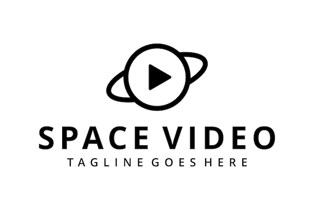 Globo de espaço de órbita moderna criativa Mundo com fundo de vídeo de reprodução Ilustração em vetor Modelo de logotipo