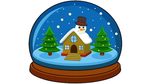 Globo de neve com cena de inverno Ilustração vetorial Decoração de férias de Natal Arte sazonal