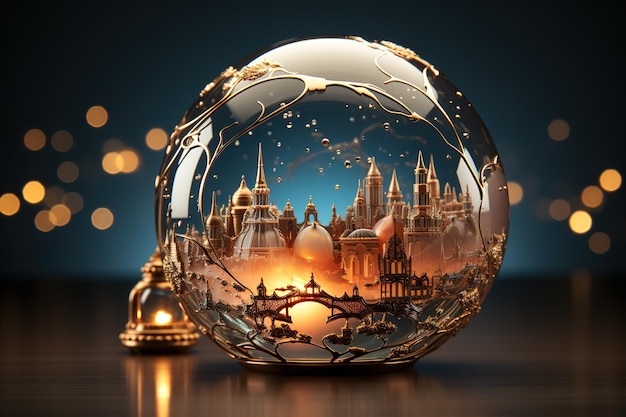 Vetor globo de neve com cena de natal, presentes de natal e feriados de inverno, conceito de renderização em 3d