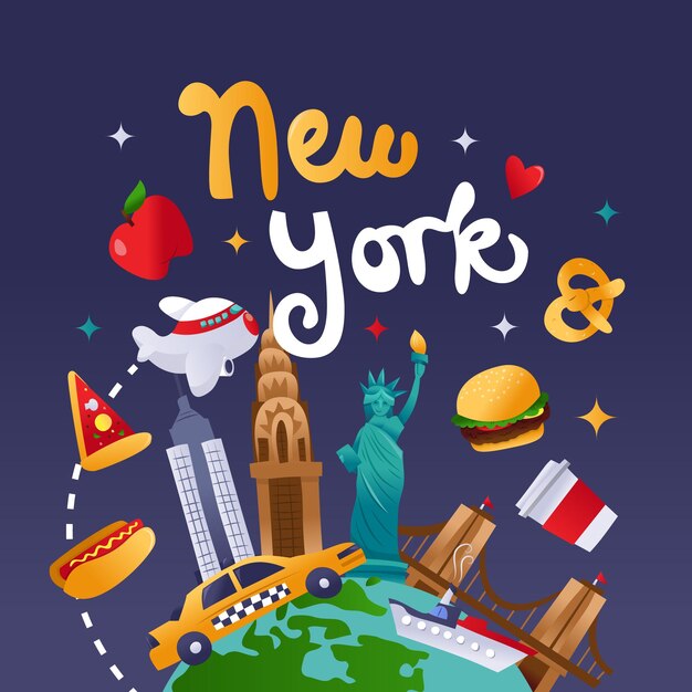 Globo de viagem super fofo da cultura de nova york