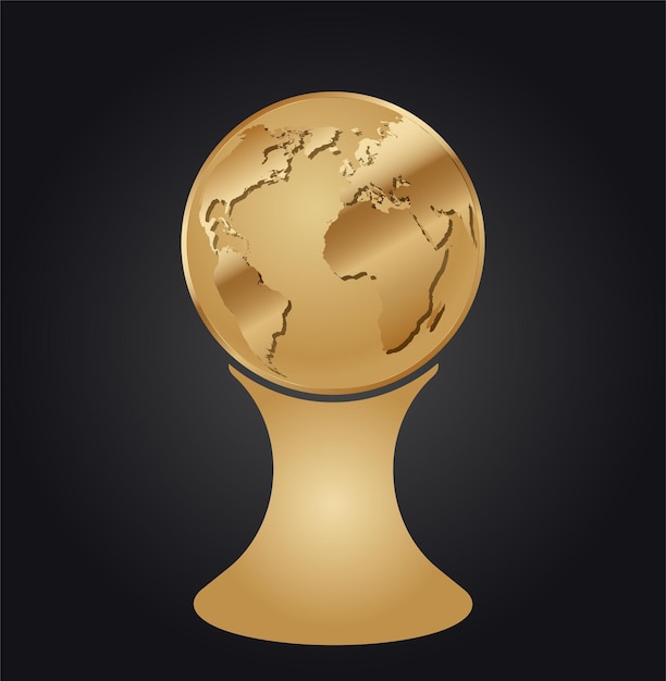 Vetor globo dourado do mundo europa áfrica e américa