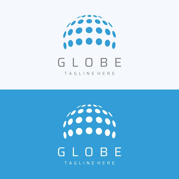 Globo moderno ou globo ou design de vetor de modelo de logotipo globallogotipo mundial com linhas e círculos de formas abstrataslogos para empresa de tecnologia e negócios