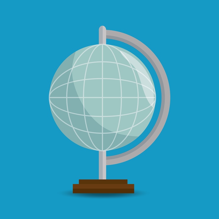 Vetor globo terra educação on-line fundo azul